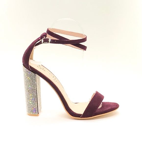 Wine Rhinestone Heels - Picture 3 of 4